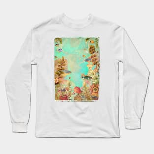 Tropical Caribbean Blue Collage Long Sleeve T-Shirt